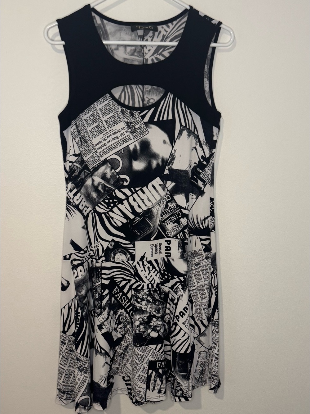 Bali Black & White Graphic Print Sleeveless Fit & Flare Dress Women’s M/L